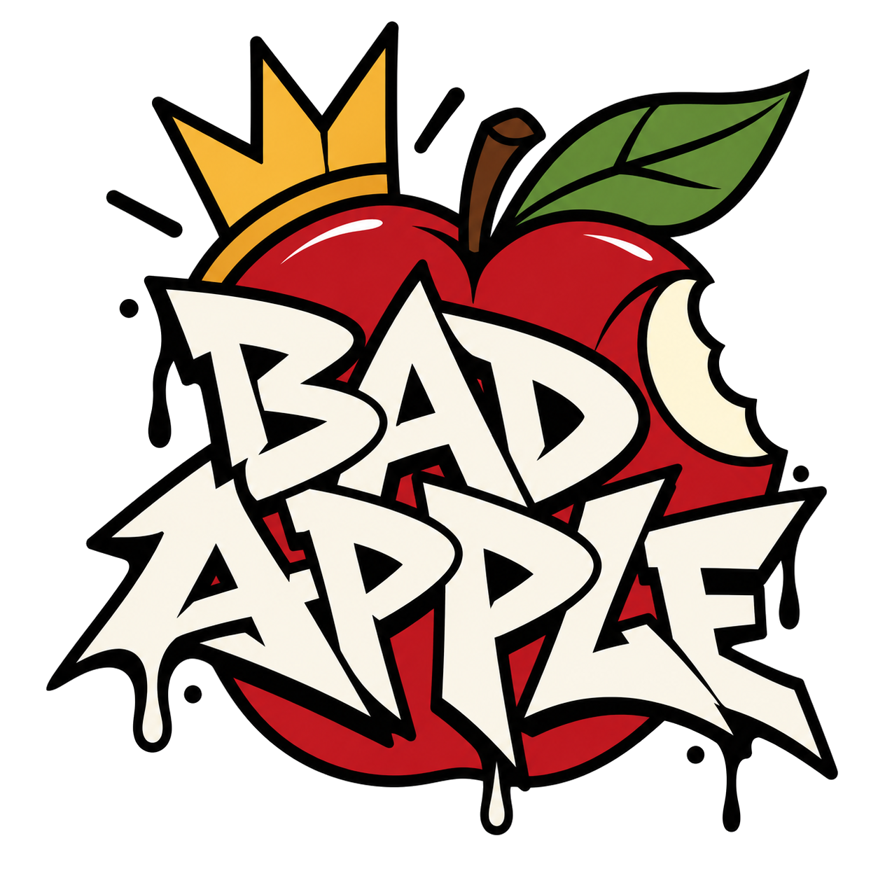 Bad Apple crowned apple graffiti logo